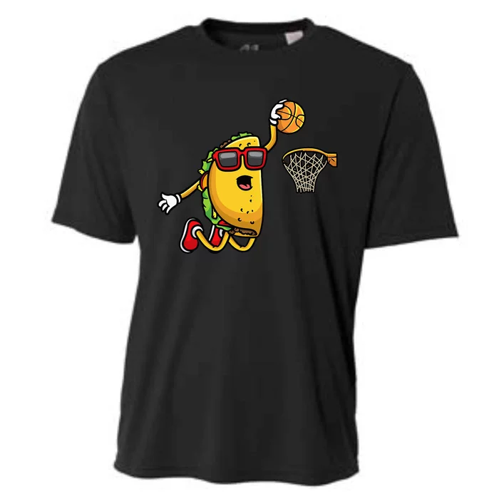 Taco Playing Basketball Mexican Cinco De Mayo Cooling Performance Crew T-Shirt