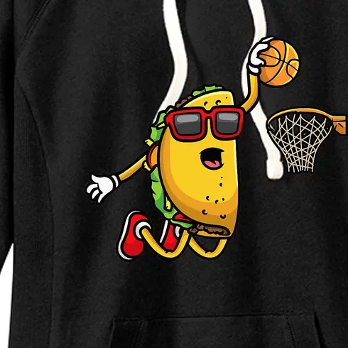 Taco Playing Basketball Mexican Cinco De Mayo Women's Fleece Hoodie