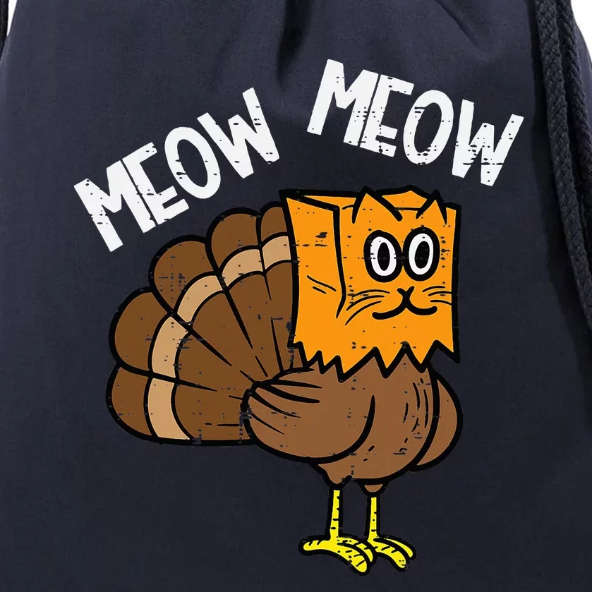 Turkey Paper Bag Meow Funny Thanksgiving Cat Drawstring Bag