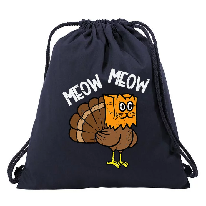 Turkey Paper Bag Meow Funny Thanksgiving Cat Drawstring Bag