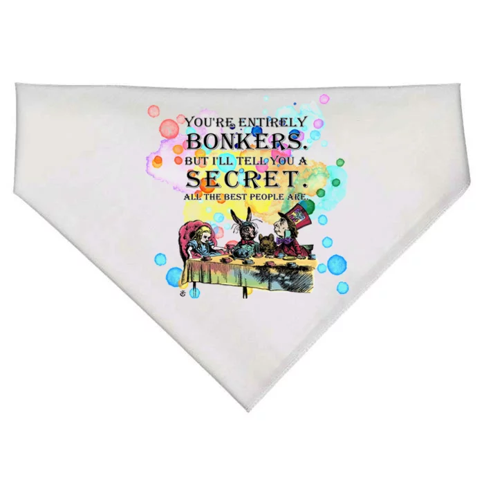 Tea Party Bonkers Quote Alice In Wonderland USA-Made Doggie Bandana