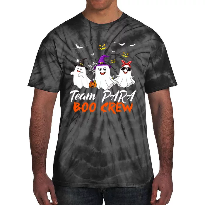 Team Para Boo Crew Halloween Ghost Paraprofessional Teacher Tie-Dye T-Shirt