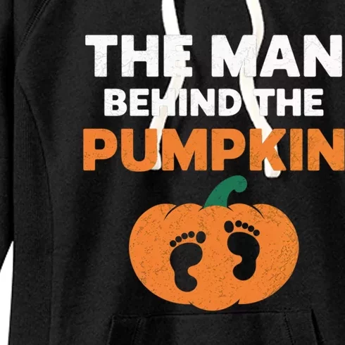 The Person Behind The Pumpkin Halloween Dad Reveal Gift Women's Fleece Hoodie