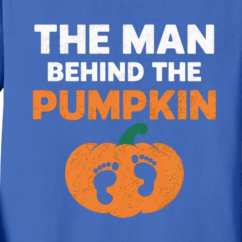 The Person Behind The Pumpkin Halloween Dad Reveal Gift Kids Long Sleeve Shirt