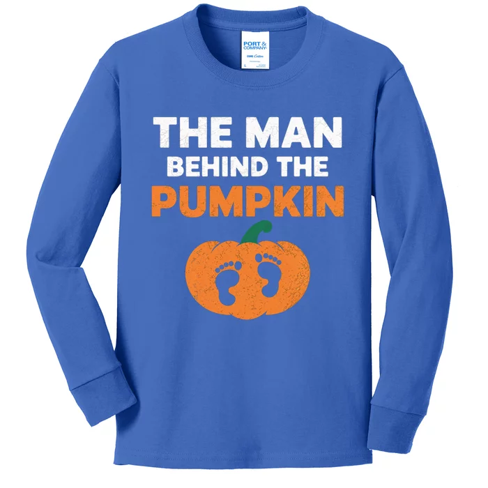 The Person Behind The Pumpkin Halloween Dad Reveal Gift Kids Long Sleeve Shirt