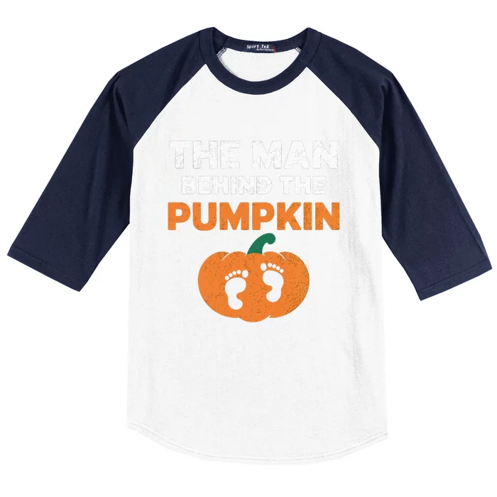 The Person Behind The Pumpkin Halloween Dad Reveal Gift Baseball Sleeve Shirt