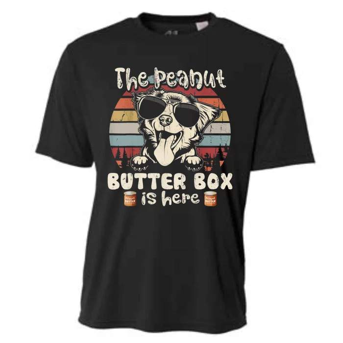 The Peanut Butter Box Is Here Funny Australian Shepherd Cooling Performance Crew T-Shirt