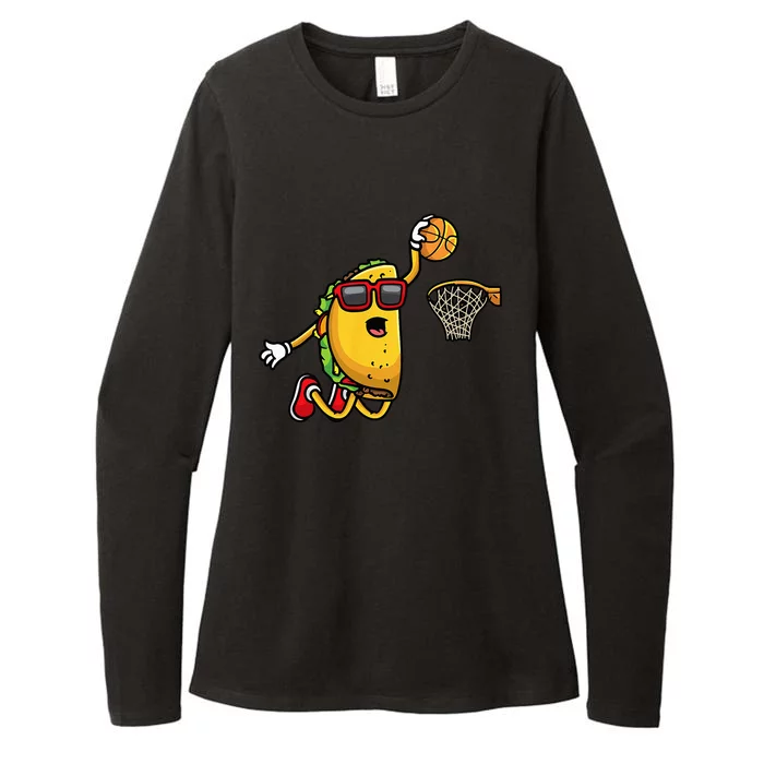 Taco Playing Basketball Mexican Cinco De Mayo Kids Men Womens CVC Long Sleeve Shirt