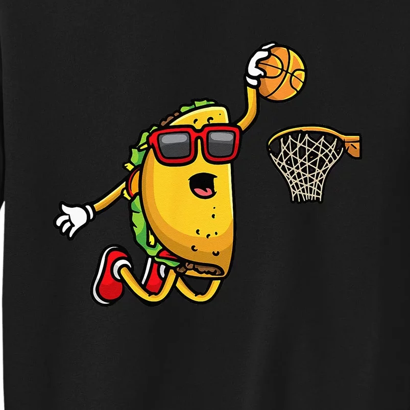 Taco Playing Basketball Mexican Cinco De Mayo Kids Men Tall Sweatshirt