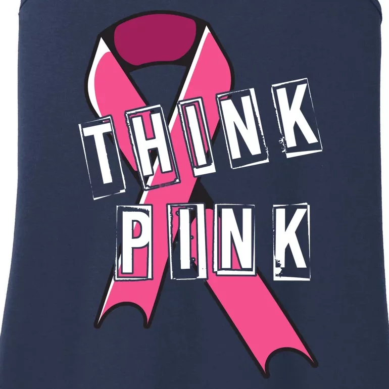 Think Pink Breast Cancer Ribbon Ladies Essential Tank