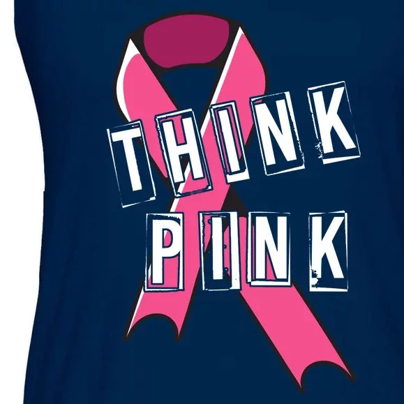 Think Pink Breast Cancer Ribbon Ladies Essential Flowy Tank