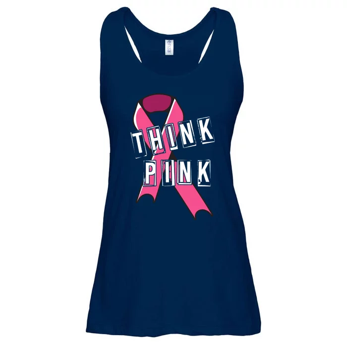 Think Pink Breast Cancer Ribbon Ladies Essential Flowy Tank