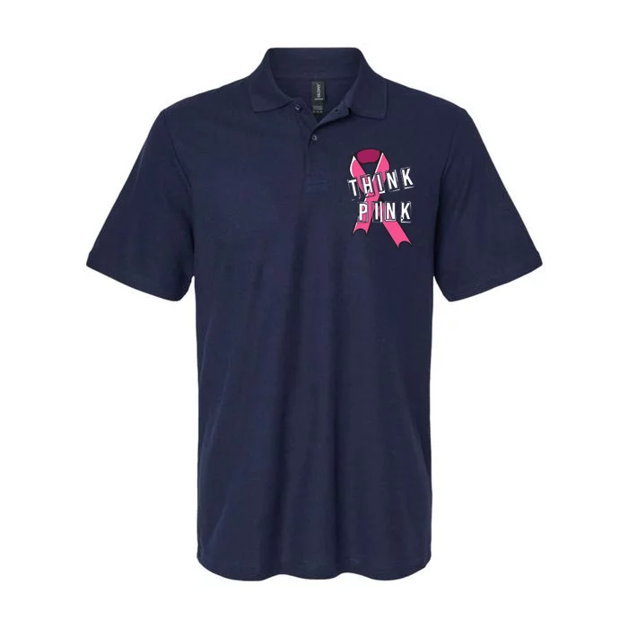 Think Pink Breast Cancer Ribbon Softstyle Adult Sport Polo