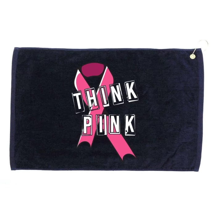 Think Pink Breast Cancer Ribbon Grommeted Golf Towel