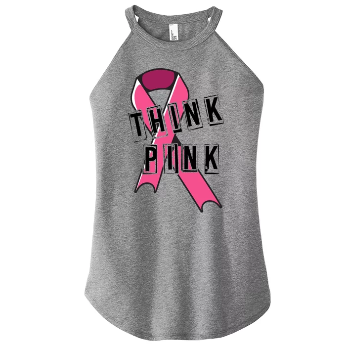 Think Pink Breast Cancer Ribbon Women’s Perfect Tri Rocker Tank