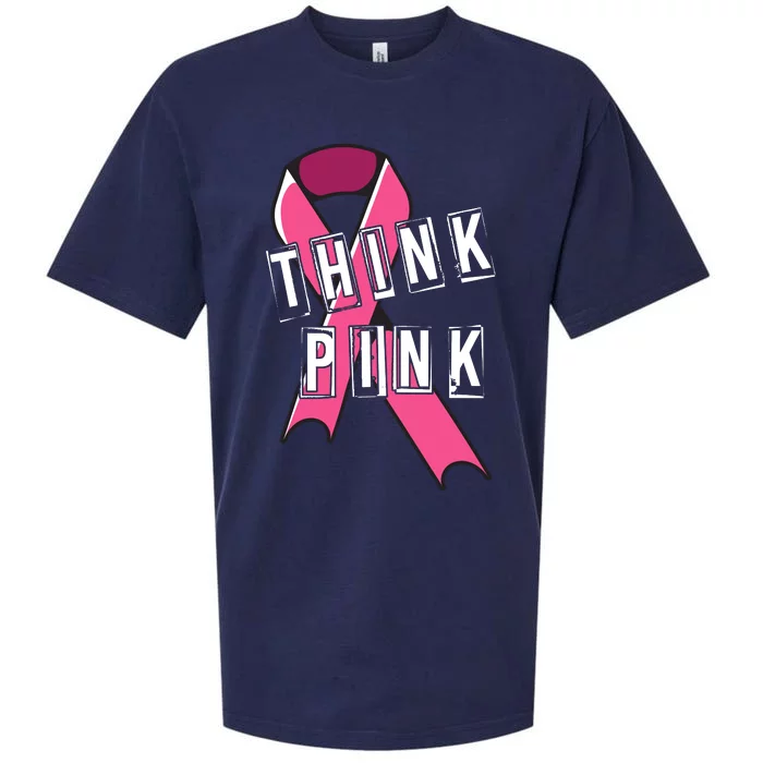 Think Pink Breast Cancer Ribbon Sueded Cloud Jersey T-Shirt