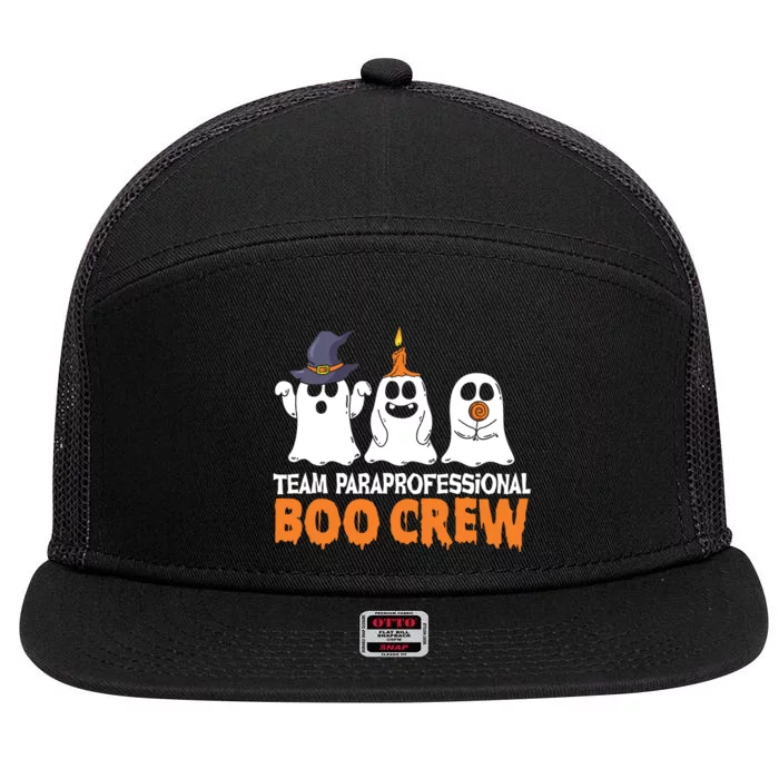 Team Paraprofessional Boo Crew Cute Ghost Funny Halloween 7 Panel Mesh Trucker Snapback Hat