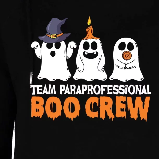 Team Paraprofessional Boo Crew Cute Ghost Funny Halloween Womens Funnel Neck Pullover Hood