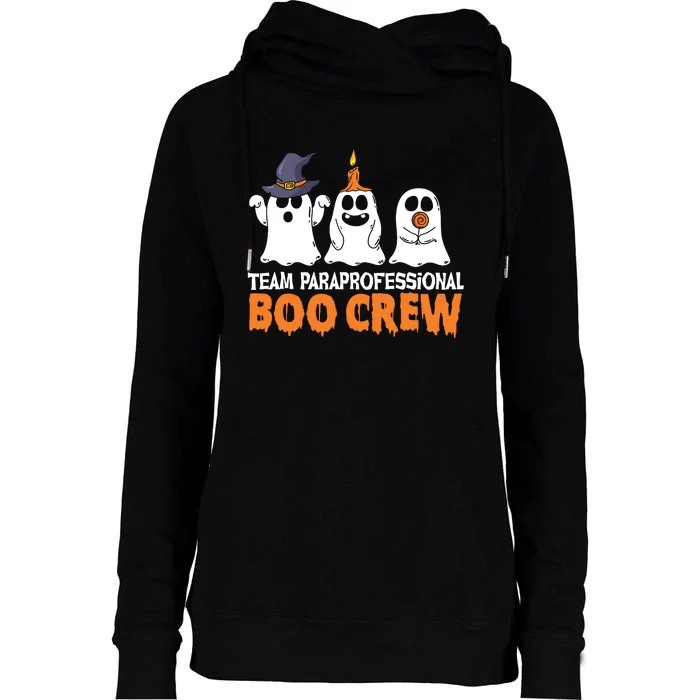 Team Paraprofessional Boo Crew Cute Ghost Funny Halloween Womens Funnel Neck Pullover Hood