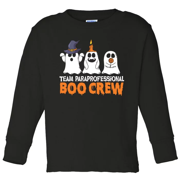 Team Paraprofessional Boo Crew Cute Ghost Funny Halloween Toddler Long Sleeve Shirt