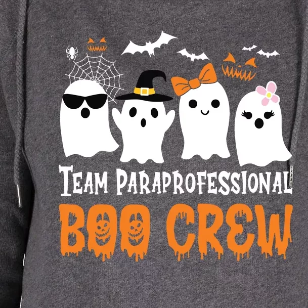 Team Paraprofessional Boo Crew Halloween Ghost Womens Funnel Neck Pullover Hood