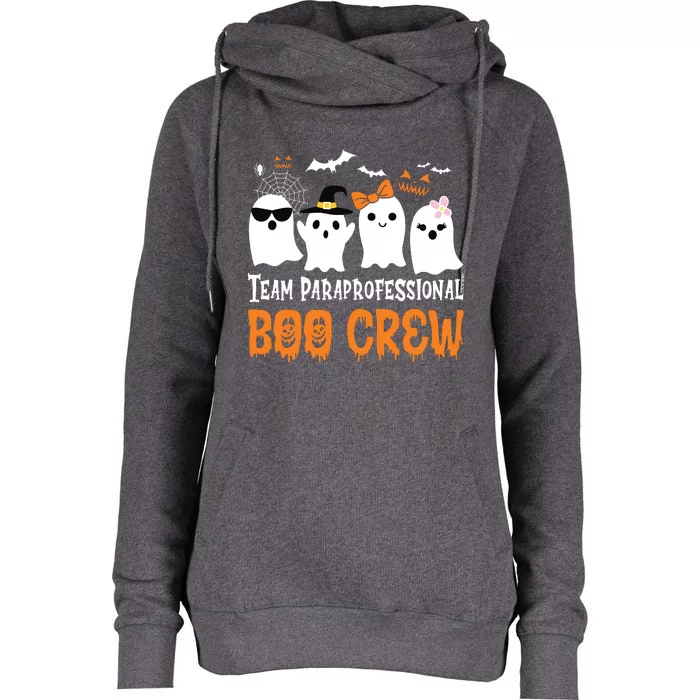 Team Paraprofessional Boo Crew Halloween Ghost Womens Funnel Neck Pullover Hood