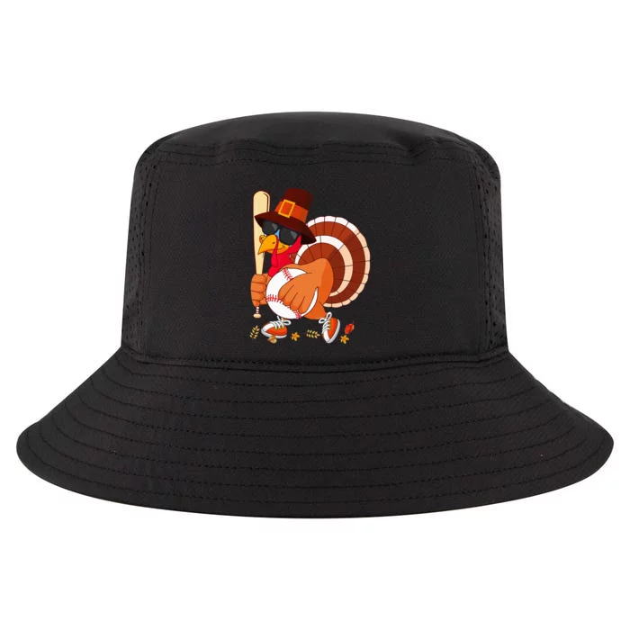 Turkey Playing Baseball Thanksgiving Turkey Baseball Player Cool Comfort Performance Bucket Hat