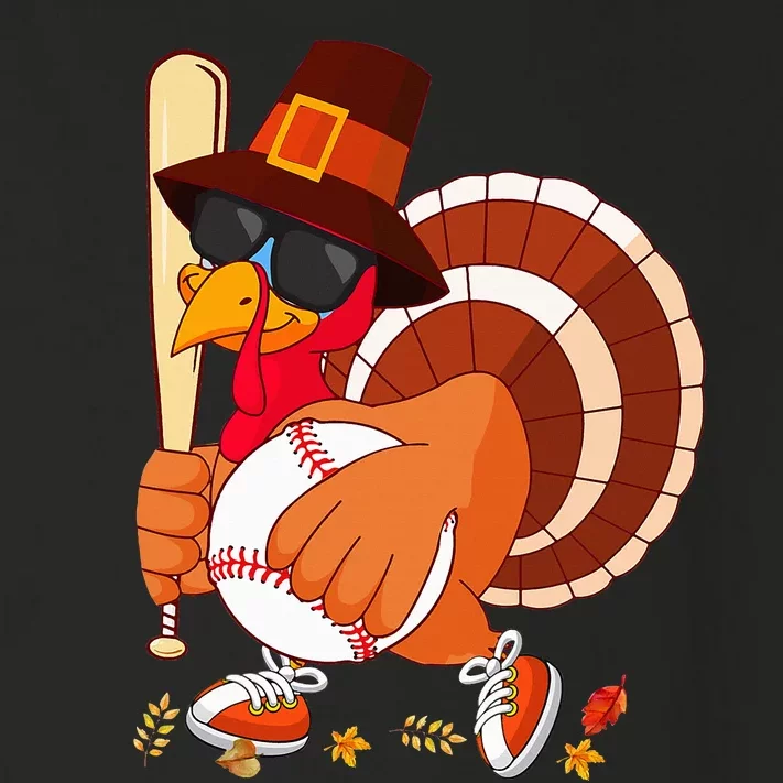 Turkey Playing Baseball Thanksgiving Turkey Baseball Player Toddler Long Sleeve Shirt