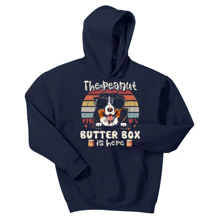 The Peanut Butter Box Is Here Funny Bernese Mountain Dog Kids Hoodie