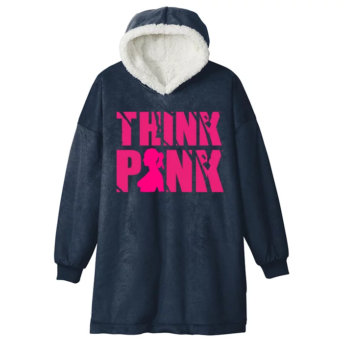 Think Pink Breast Cancer Awareness Hooded Wearable Blanket