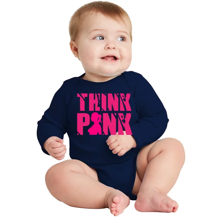 Think Pink Breast Cancer Awareness Baby Long Sleeve Bodysuit