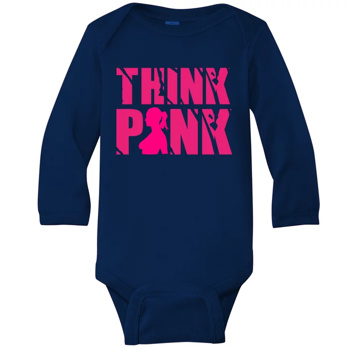 Think Pink Breast Cancer Awareness Baby Long Sleeve Bodysuit