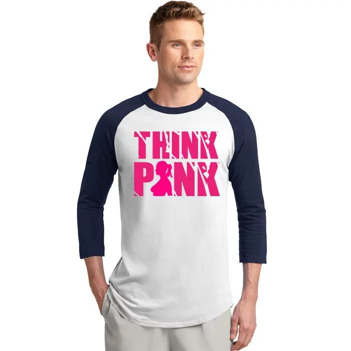 Think Pink Breast Cancer Awareness Baseball Sleeve Shirt