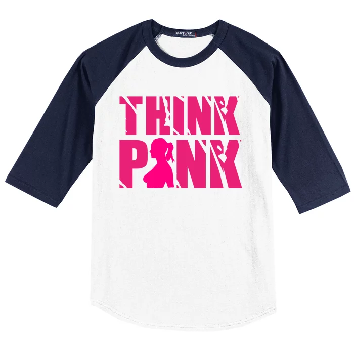 Think Pink Breast Cancer Awareness Baseball Sleeve Shirt