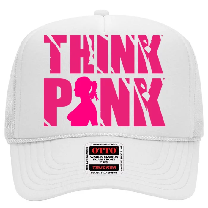 Think Pink Breast Cancer Awareness High Crown Mesh Trucker Hat