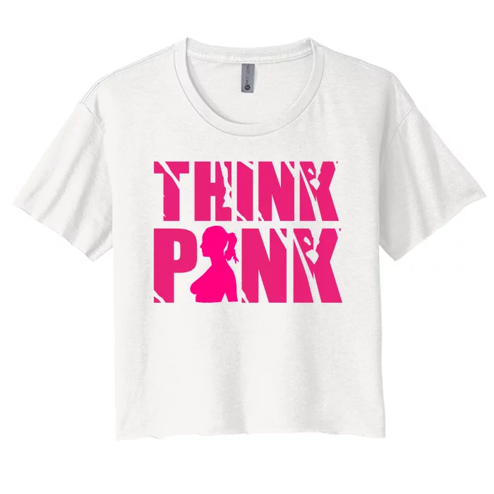 Think Pink Breast Cancer Awareness Women's Crop Top Tee