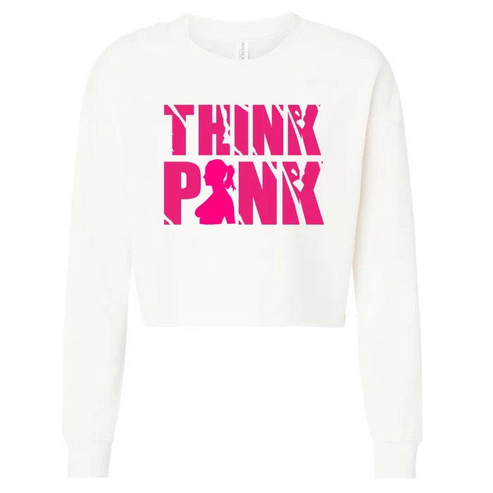 Think Pink Breast Cancer Awareness Cropped Pullover Crew