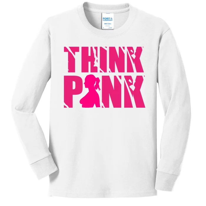 Think Pink Breast Cancer Awareness Kids Long Sleeve Shirt