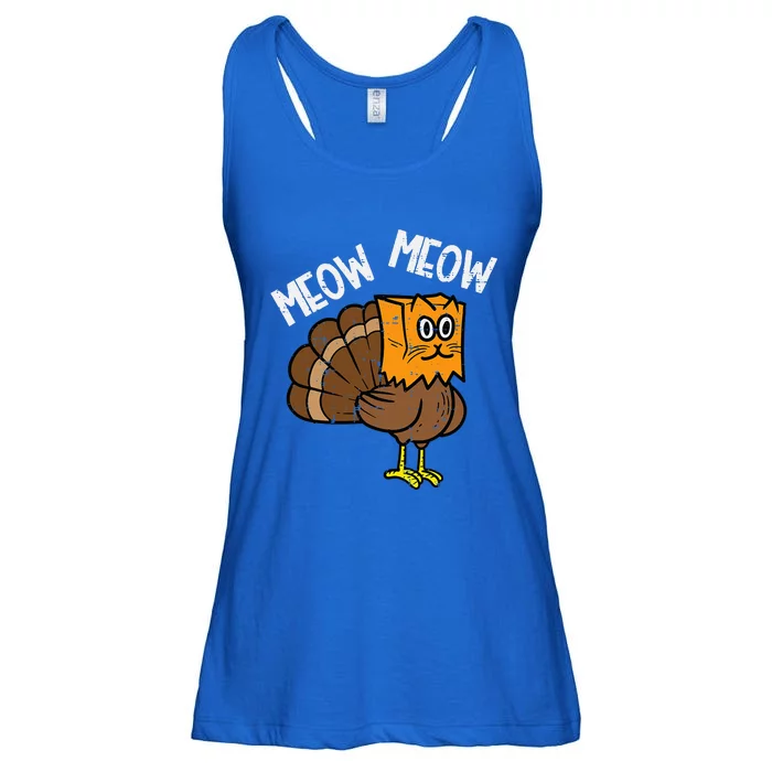 Turkey Paper Bag Meow Funny Thanksgiving Cat Ladies Essential Flowy Tank