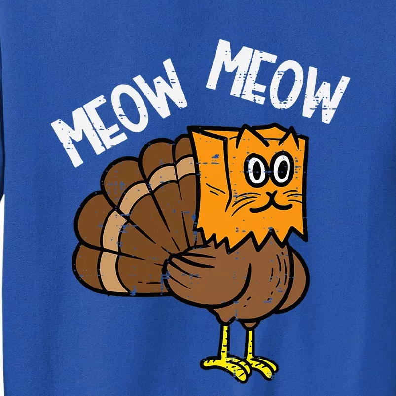 Turkey Paper Bag Meow Thanksgiving Cat Tall Sweatshirt