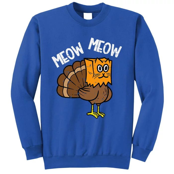 Turkey Paper Bag Meow Thanksgiving Cat Tall Sweatshirt