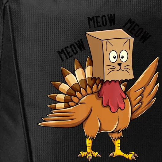 Turkey Paper Bag Meow Funny Thanksgiving Cat Dad Mom Kids City Backpack