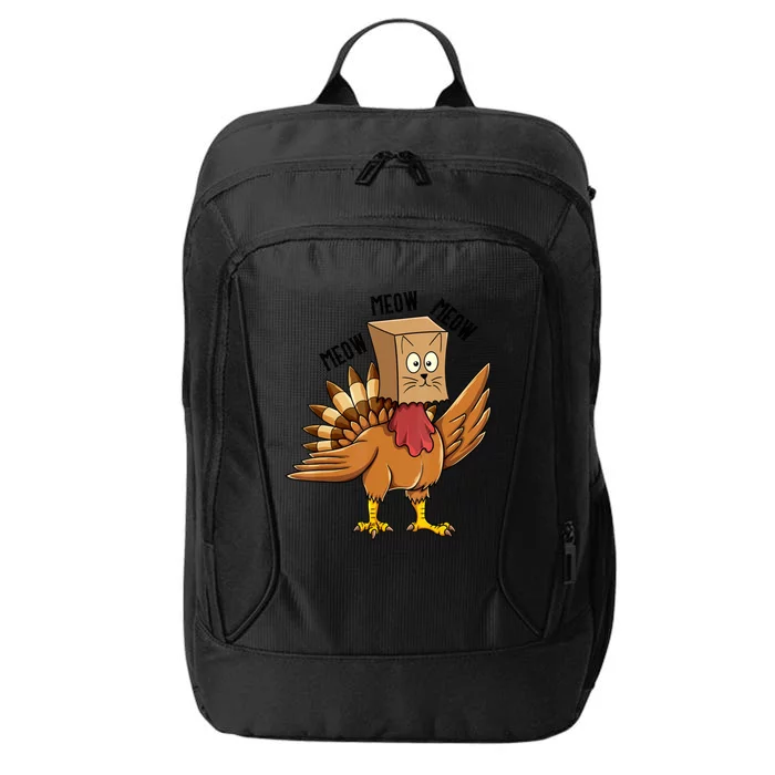 Turkey Paper Bag Meow Funny Thanksgiving Cat Dad Mom Kids City Backpack