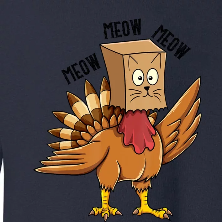 Turkey Paper Bag Meow Funny Thanksgiving Cat Dad Mom Kids Toddler Sweatshirt