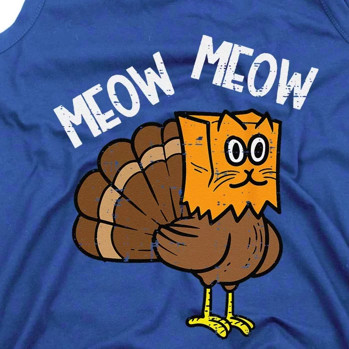 Turkey Paper Bag Meow Funny Thanksgiving Cat Funny Funny Tank Top