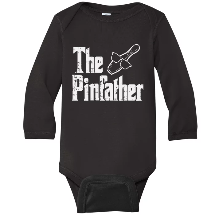 The Pinfather Bowling Dad Fathers Day Bowler Daddy Papa Baby Long Sleeve Bodysuit