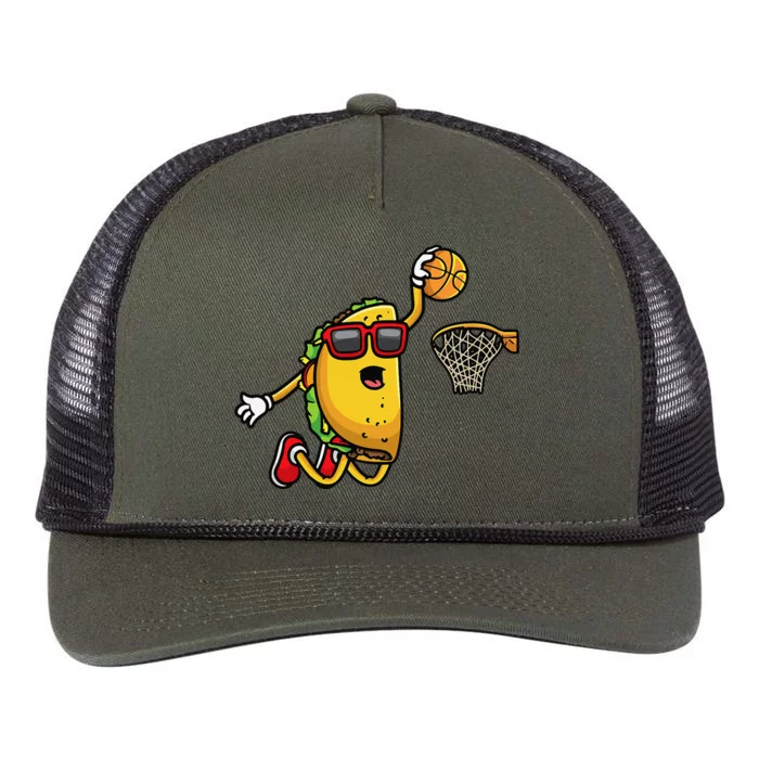 Taco Playing Basketball Mexican Cinco De Mayo Retro Rope Trucker Hat Cap