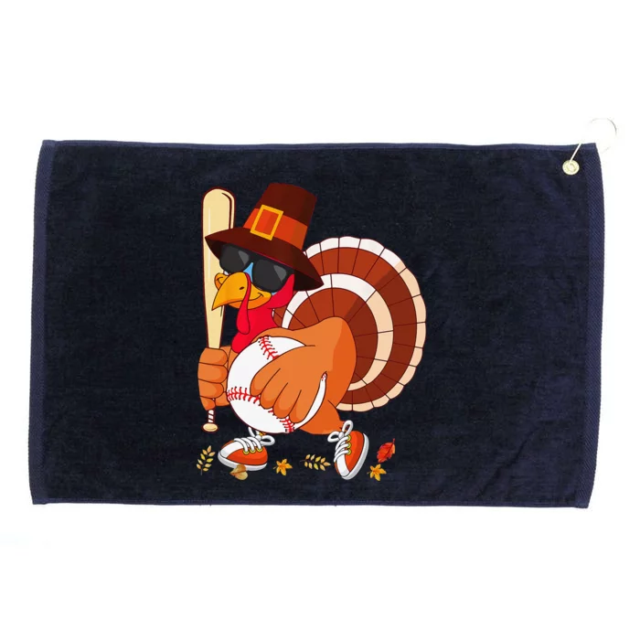 Turkey Playing Baseball Thanksgiving Turkey Baseball Player Grommeted Golf Towel