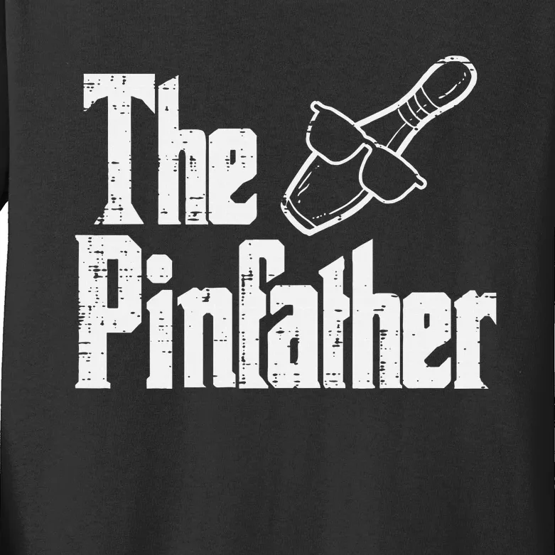 The Pinfather Bowling Dad Fathers Day Bowler Daddy Papa Kids Long Sleeve Shirt