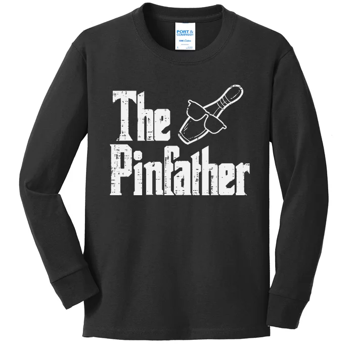 The Pinfather Bowling Dad Fathers Day Bowler Daddy Papa Kids Long Sleeve Shirt